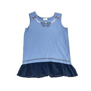 Hanna Andersson Girl's Ruffle Peplum Tank - Blue | Size 140 | 10